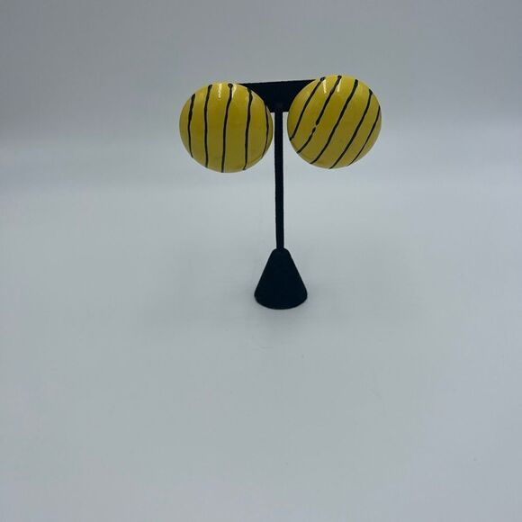 Oversized Metal/Button Vintage Handmade Earrings - Picture 1 of 6